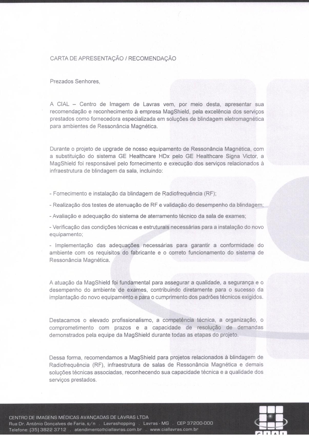 CIAL Testemunho da CIAL, página 1